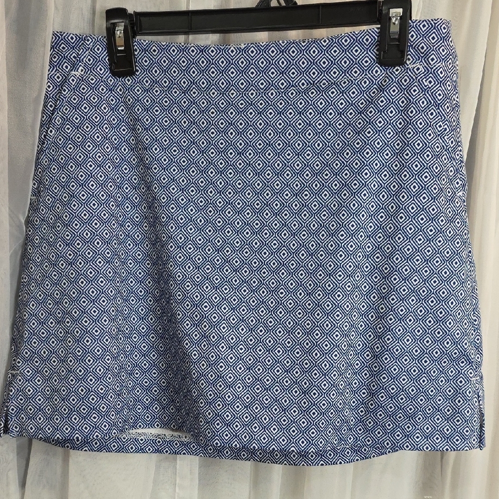 #164 Lady Hagen Blue Geometric A-Line Skirt